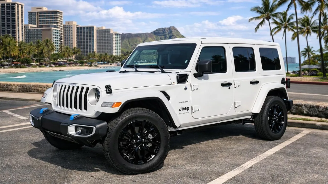 2022 Jeep Wrangler 4xe Unlimited Sahara from the Island Luxe fleet on Oʻahu